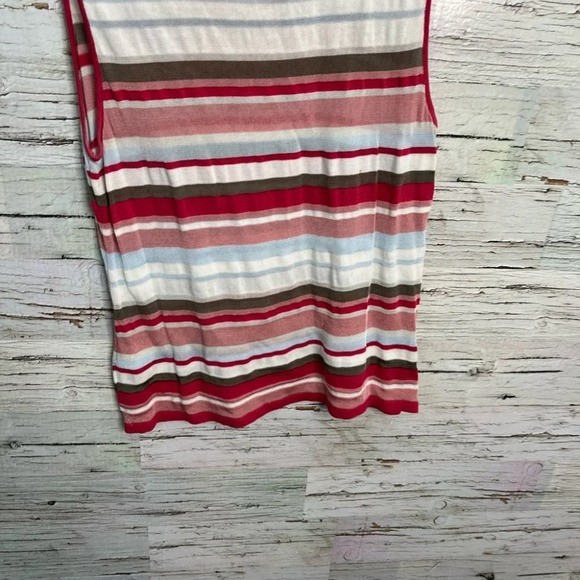 Anne Klein striped tank top size large pink red - Picture 6 of 7